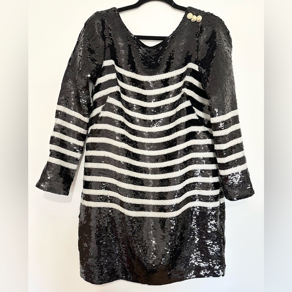 J crew sequin mini dress size XS stripes nautical quiet luxury contemporary - Picture 1 of 5